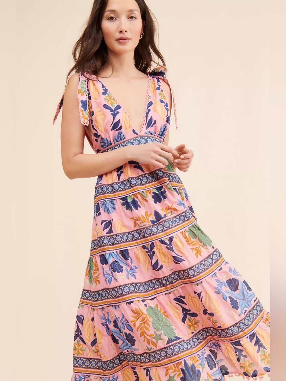FARM Rio Seashell Tapestry Midi Dress M